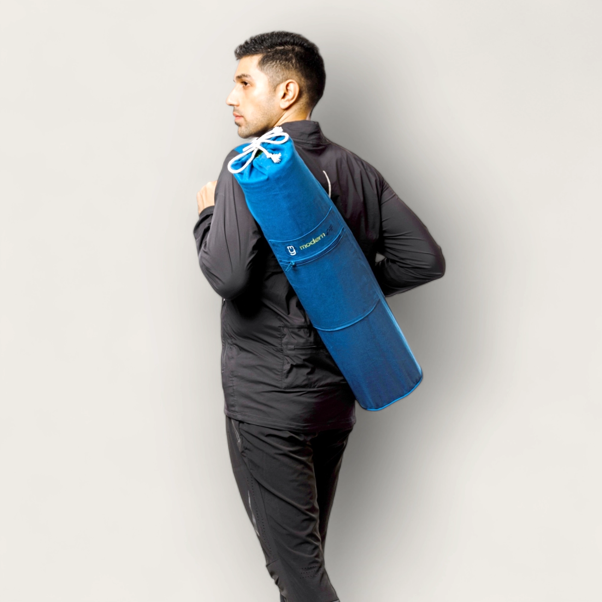 Modern Yogi Blue Cotton Yoga Mat Bag for thick yoga mats